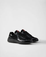 Black Patent Leather And Technical Fabric Prada America’s Cup Sneakers | PRADA