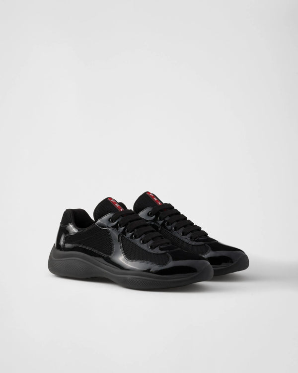 Black Patent Leather And Technical Fabric P America’s Cup Sneakers | P