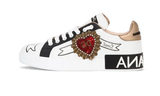 Calfskin Portofino sneakers with embroidery White
