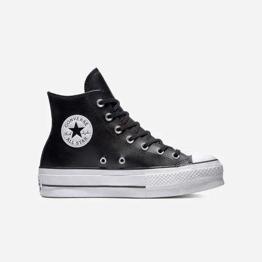 C All Star- Platform Leather Negras