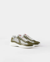 Loden Green/silver Patent Leather And Technical Fabric Prada America’s Cup Sneakers | PRADA